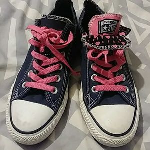 Blue and pink converse